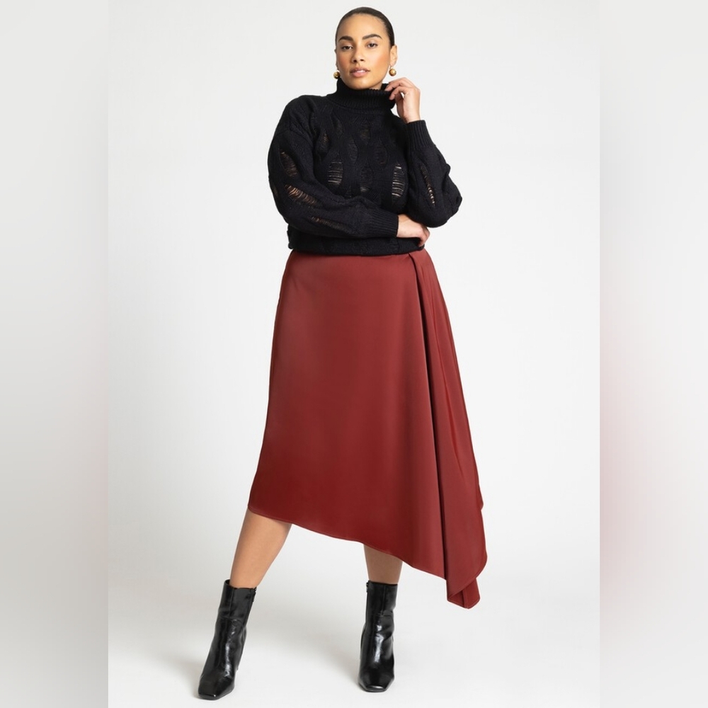 Eloquii size 14 Peaked Drape Skirt Brick